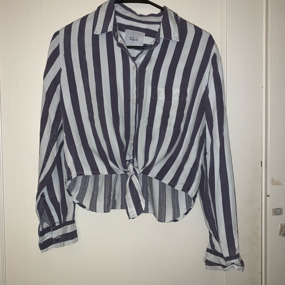 Rails Striped Button Down Tie Front Long Sleeve